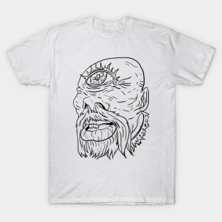 Cyclops Scary Monster Horror Black Lineart T-Shirt